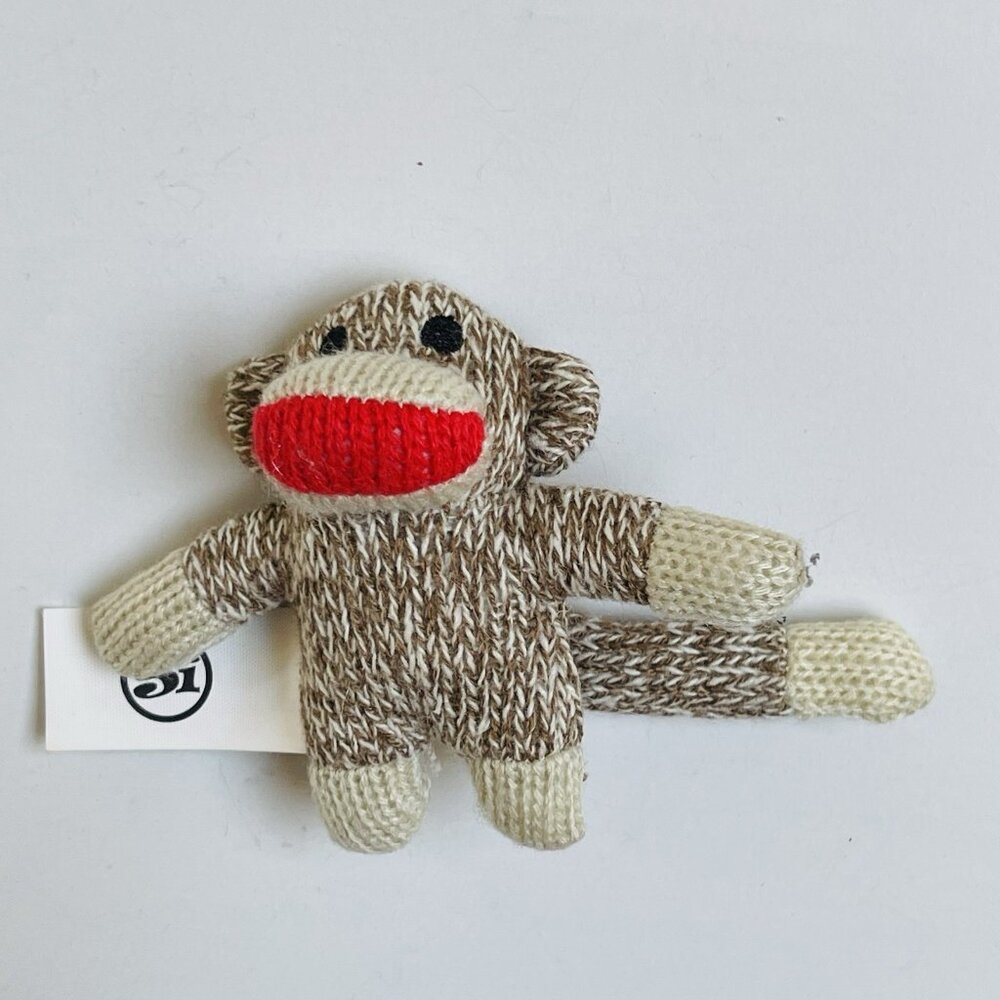 Mini Monkey Plush Brown Knit Stuffed Animal Toy